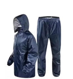 Polyester Full Sleeves Rainsuit Set for Men (Navy Blue, L)